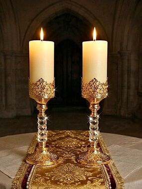 NWT DECORATIVE CRAFTS Pair Handcrafted Brass Candle Holders Tapers or Pillars